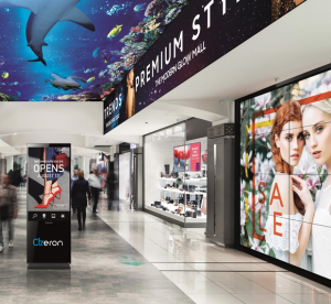 A digital board in retail shops displays product information for customers to grab their attention