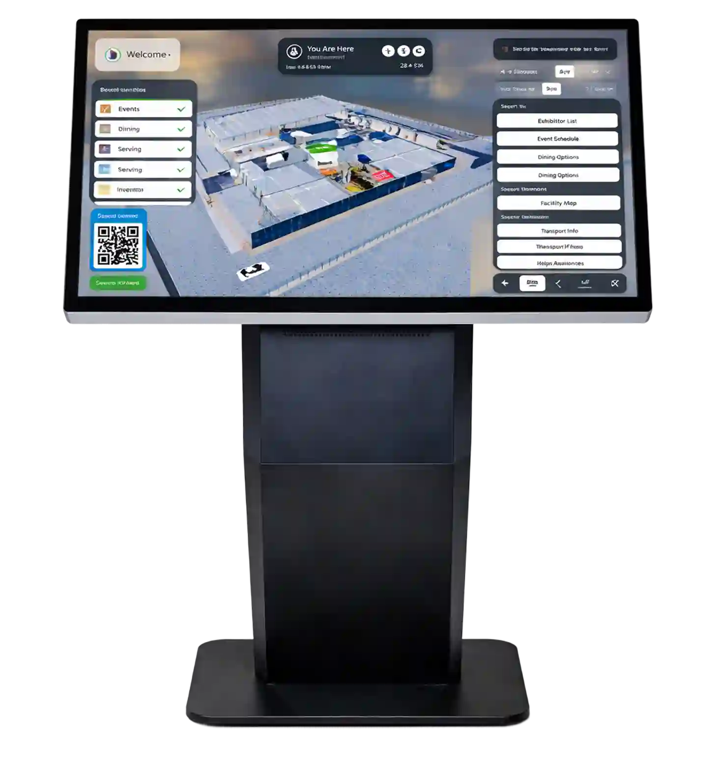 Interactive digital signage kiosks with touch screens for easy navigation and information access.
