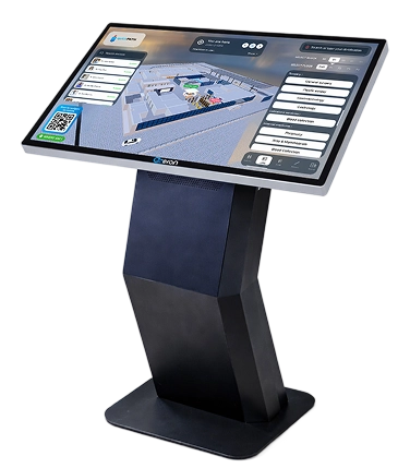 Interactive digital signage kiosks with touch screens for easy navigation and information access.